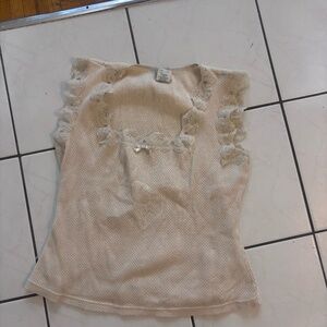 vintage 80s tank top with lace trim and bow * accepting offers
